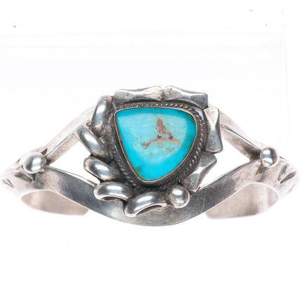 6" Vintage Blue Gem turquoise Navajo carinated sterling silver cuff bracelet