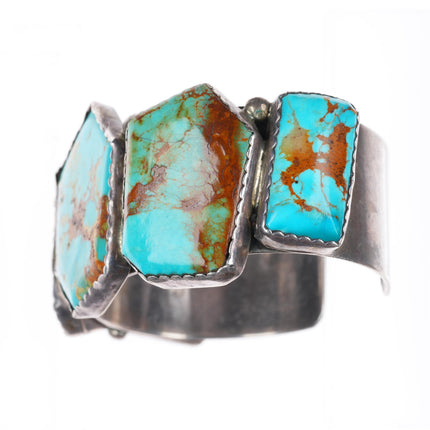 6.7" E&C Fierro Navajo red matrix turquoise sterling silver cuff bracelet