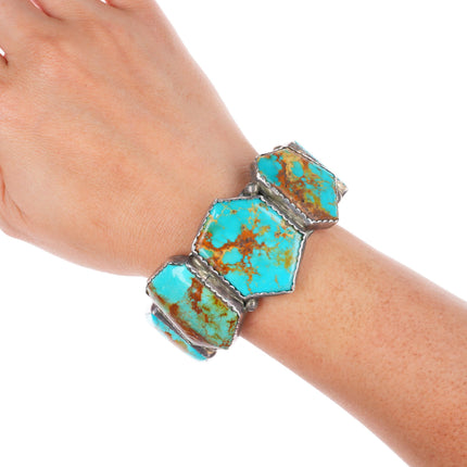 6.7" E&C Fierro Navajo red matrix turquoise sterling silver cuff bracelet