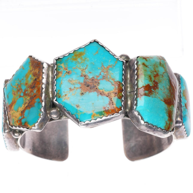 6.7" E&C Fierro Navajo red matrix turquoise sterling silver cuff bracelet