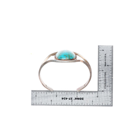 6.4" vintage southwestern sterling silver Kingman turquoise cuff bracelet