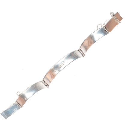 7" Patrick Yazzie Navajo sterling silver mother of pearl link bangle bracelet