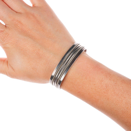 6.1" Tom Hawk Navajo sterling silver twisted wire heavy cuff bracelet