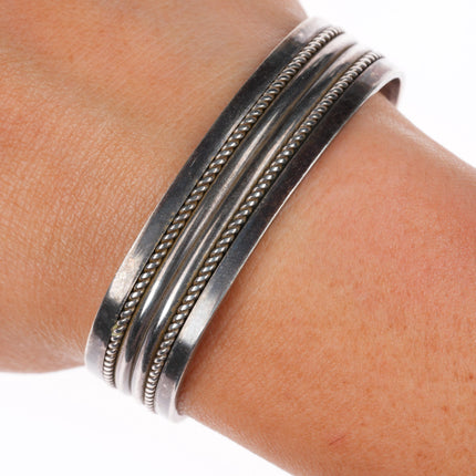 6.1" Tom Hawk Navajo sterling silver twisted wire heavy cuff bracelet