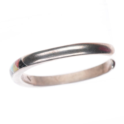 6.2" Sherman-Isabelle Paquin Zuni sterling silver multistone inlay cuff bracelet