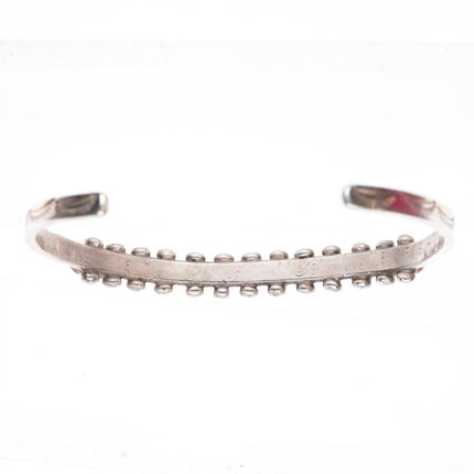6.4" c1940's Vintage Zuni sterling silver carved turquoise row cuff bracelet