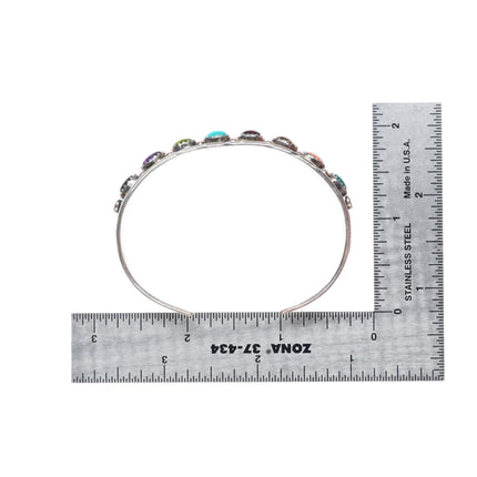 6.5" vintage GC Navajo sterling silver rainbow stone cuff bracelet