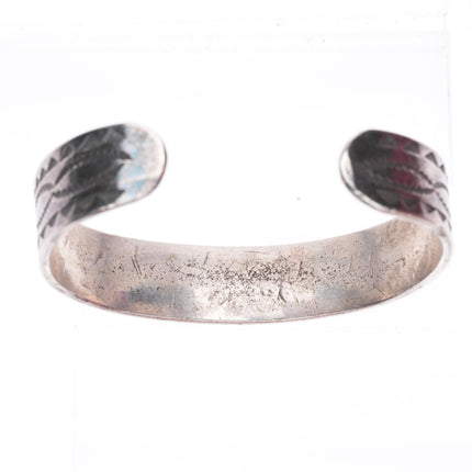 6.7" vintage 1930's-40's Navajo deep stamped sterling silver cuff bracelet