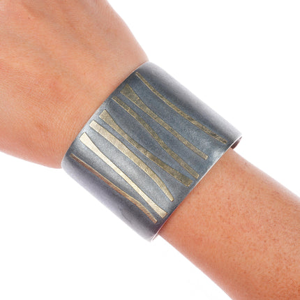 6.6" Lisa Ceccorulli 22k gold/Sterling silver Modernist cuff bracelet