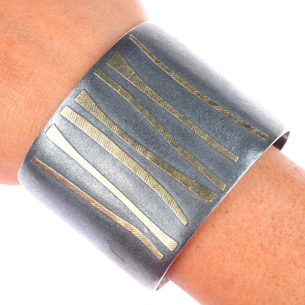 6.6" Lisa Ceccorulli 22k gold/Sterling silver Modernist cuff bracelet