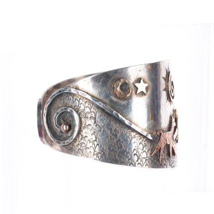 7.7" 18K/14K gold/sterling silver Alpaca-Llama Extra Wide Custom Cuff Bracelet