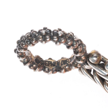 7" Stephen Dweck sterling silver Peridot, Citrine carved gemstone link bracelet