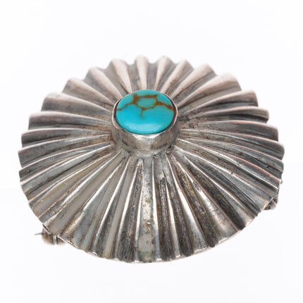 c1930's-40's vintage Navajo sterling silver concho pin/brooch w/ nice turquoise