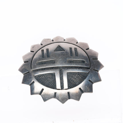 Bernard Dawahoya Hopi overlay sunface kachina pendant sterling silver