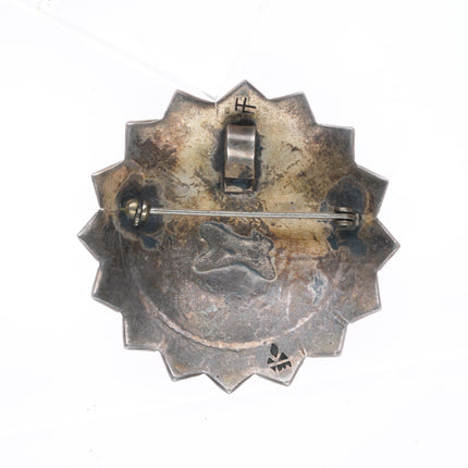 Bernard Dawahoya Hopi overlay sunface kachina pendant sterling silver