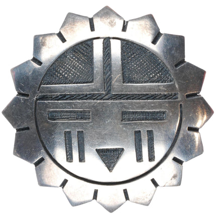 Bernard Dawahoya Hopi overlay sunface kachina pendant sterling silver
