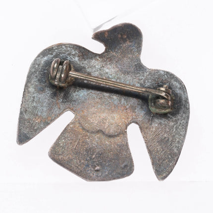 c1940's Vintage Navajo sterling silver turquoise thunderbird pin/brooch