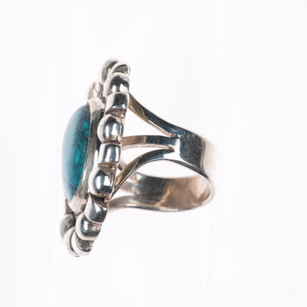 sz6.75 Julian Lovato Santo Domingo sterling silver spiderweb turquoise ring