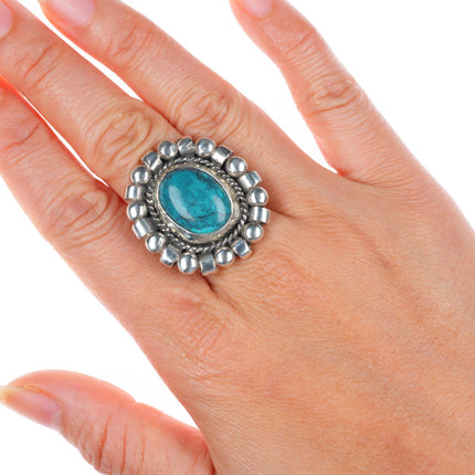 sz6.75 Julian Lovato Santo Domingo sterling silver spiderweb turquoise ring
