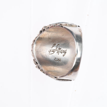 sz11.5 Lee & Mary Weebothee Zuni Sterling silver variscite and coral men's ring