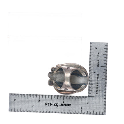 sz10 huge vintage Navajo sterling silver turquoise ring stamped sides