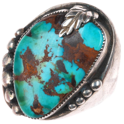 sz11 Heavy vintage high grade turquoise Navajo sterling silver ring