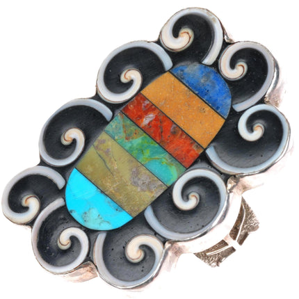 sz10.5 Lorenzo & Mary Louise Tafoya Santo Domingo sterling silver inlay ring