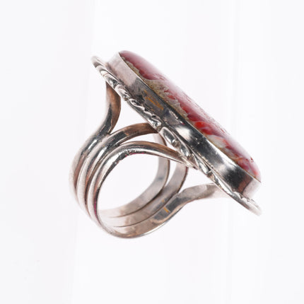 sz7.75 vintage TL Navajo sterling silver purple spiny oyster long ring