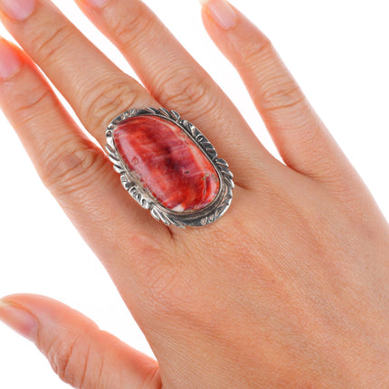 sz7.75 vintage TL Navajo sterling silver purple spiny oyster long ring