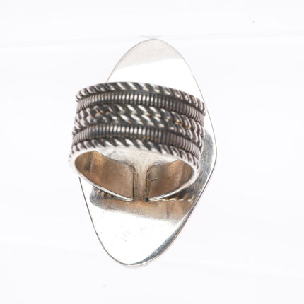 sz8 vintage southwestern sterling silver white agate large ring