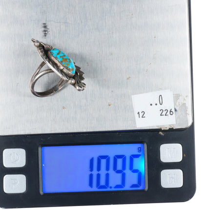 sz8 vintage Fred Guerro Navajo sterling silver ring with nice turquoise