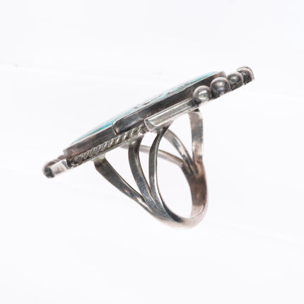 sz5.5 c1940's Large Navajo high grade turquoise sterling silver ring