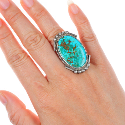 sz5.5 c1940's Large Navajo high grade turquoise sterling silver ring