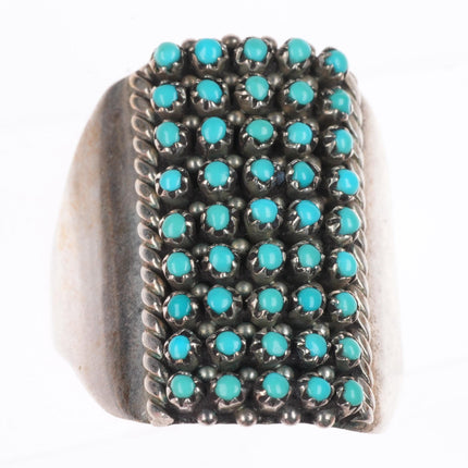 sz7.75 Pete & Vivian Haloo Zuni sterling silver snake eye turquoise row ring