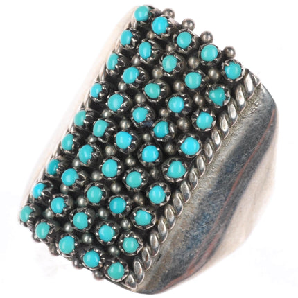sz7.75 Pete & Vivian Haloo Zuni sterling silver snake eye turquoise row ring