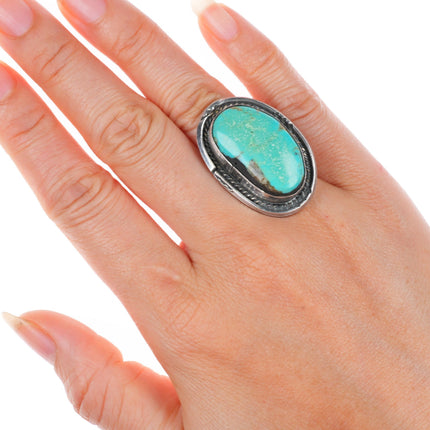 sz6.25 vintage Navajo sterling silver green turquoise large ring