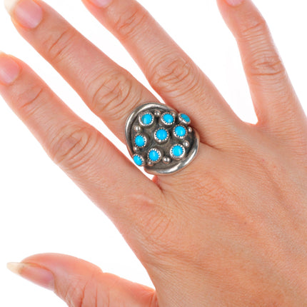 sz9 vintage C Platero Navajo sterling silver turquoise snake eye dome ring