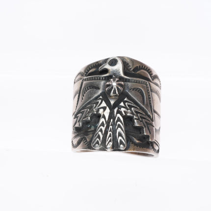 sz7.75 vintage Marcella James Navajo sterling silver thunderbird ring