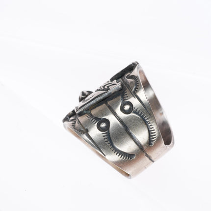 sz7.75 vintage Marcella James Navajo sterling silver thunderbird ring