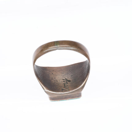 sz10 Amy Quandelacy Zuni sterling silver turquoise channel inlay sun ring