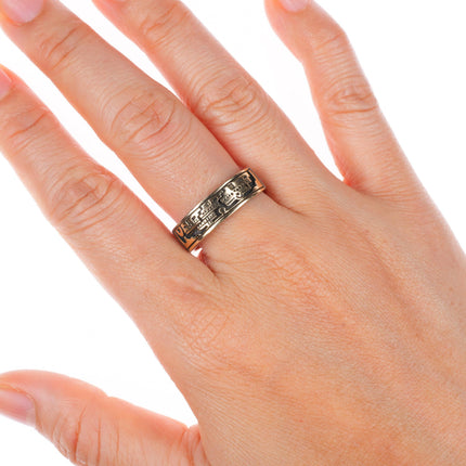 sz10 HMY for MM Rogers Native American 14k gold/sterling silver band ring
