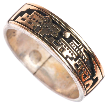 sz10 HMY for MM Rogers Native American 14k gold/sterling silver band ring