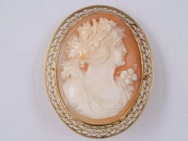 Italian 10k Gold Filigree cameo - Estate Fresh Austin