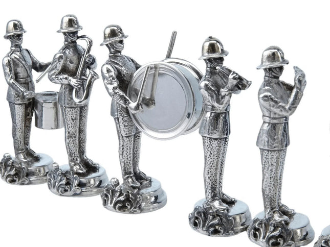 Italian 800 Silver Place Card Holders representing a Military Marching Band by F - Estate Fresh Austin