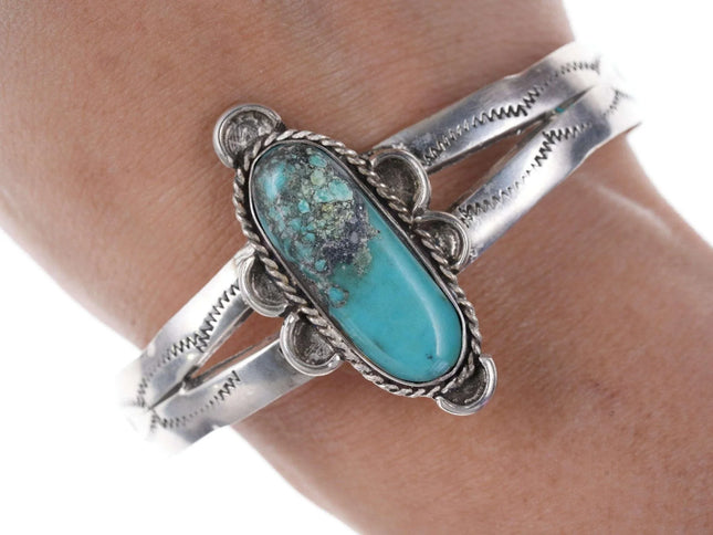 J Begay Sterling Turquoise Native American cuff bracelet - Estate Fresh Austin