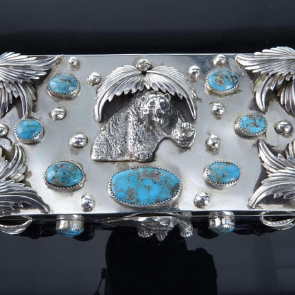 Jacob Troncosa San Felipe Pueblo Navajo Sterling Turquoise Table Box Bears - Estate Fresh Austin