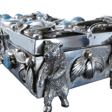 Jacob Troncosa San Felipe Pueblo Navajo Sterling Turquoise Table Box Bears - Estate Fresh Austin