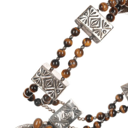 James Martin Navajo Sterling cat's eye pendant on beaded necklace - Estate Fresh Austin