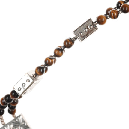 James Martin Navajo Sterling cat's eye pendant on beaded necklace - Estate Fresh Austin