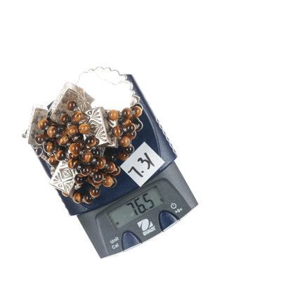 James Martin Navajo Sterling cat's eye pendant on beaded necklace - Estate Fresh Austin